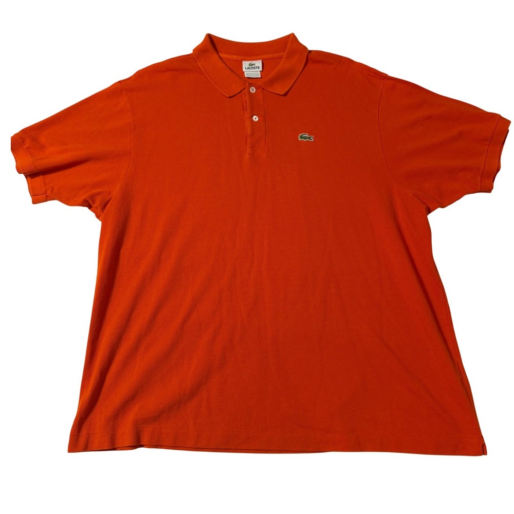 Lacoste Mens Orange Short Sleeve Cotton Pique Polo Shirt Size 9 XXL Embroidered